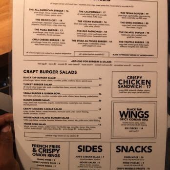 black tap menu las vegas.